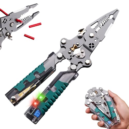 Hojalis Tuvilo - Pinze elettriche pieghevoli, cacciavite stilo, spelafili, spelafili con tester di tensione, con impugnatura antiscivolo, spelafili multifunzione per elettricisti, riparazioni fai da