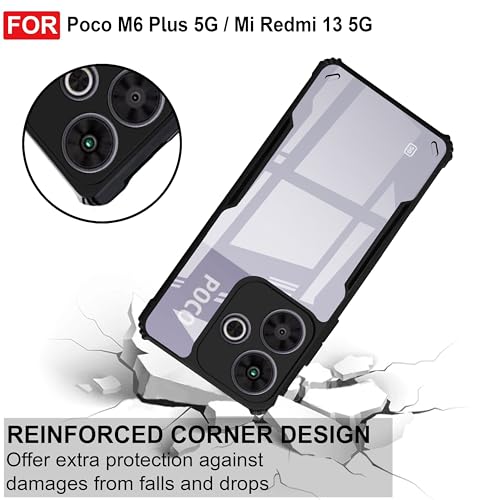 Image of Zapcase Back Case Cover for Poco M6 Plus 5G | Compatible for Poco M6 Plus 5G Back Case Cover | Clear Case with Camera Protection | (TPU + PC | Matte Black)
