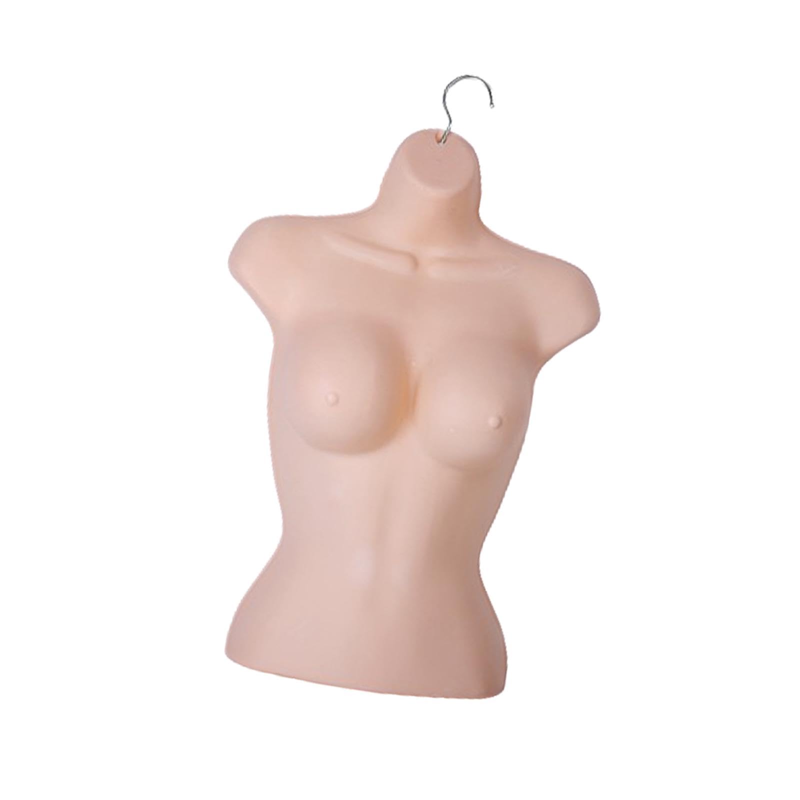 Body Torso Frauen Schaufensterfigur Damen Anziehpuppe Brustbetonte Kleiderbüste Leichtgewicht Hohlkörper mit Aufhänger für T Shirt Präsentation Modege, Hautfarbe