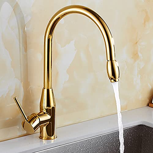 Mitigeur d'évier de cuisine en laiton bronze antique et sa douchette extractible