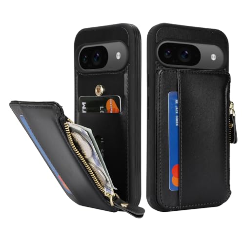 Image of Cavor for Google Pixel 9 /9 Pro Case Wallet with Card Holder, Black