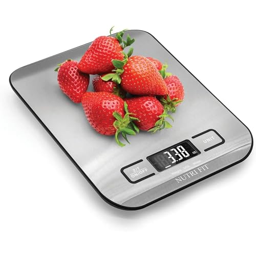 Food Scale, Kitchen Scales Digital Weight Food Grams and Ounces for Weight Loss Baking Cooking of NUTRI FIT, Max 11lb 1g Increment, Backlight LCD Smart Tare Stainless Steel, Easy to Use, AAA Battery by NUTRI FIT - Image 9