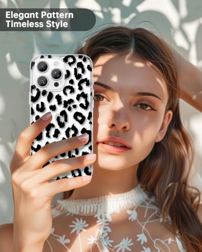 Coque iPhone 16 Pro Max transparente jolie coque anti-chute motif léopard