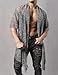 JOGAL Mens Mesh Fishnet See Through Cardigan Ruffle Shawl Collar Open Front Top White Medium