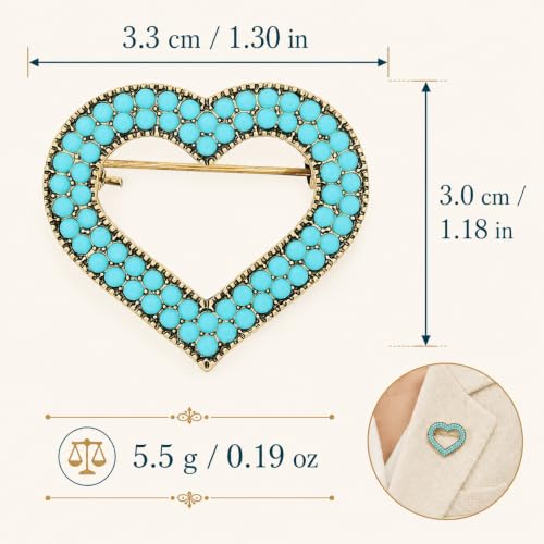 Image of Turquoise West Cowboy Oval Tear Drop Brooch Pin for Women Retro Brooches Pins Classic Fashion Jewelry Accessories Gift