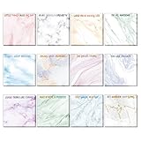 12 Pcs Inspirational Sticky Notes 3 x 3 Inch Motivational Fun Notepads 50 Sheets Each Positive Gifts for Teacher Nurse Coworkers Work Studying Supplies (Marble Pattern Style)