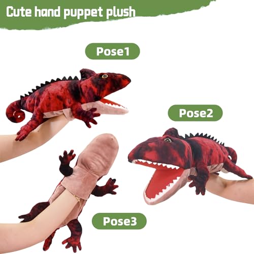Lilizzhoumax Simulation lizard Hand Puppet Plush Toy Stuffed Animal handpuppet Fluffy lizard Cute Role-Playing Child Interactive Early Education Toys Home Decoration Animal Toys Gift for Kids - Image 2