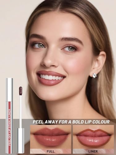 Image of Lip Stain Peel Off Lip Liner Stain with Tweezer, Long Lasting Matte Lip Tint Tattoo, Highly Pigmented Color Lip Makeup, Waterproof Lipstick, Transfer-proof Lipstain for Women, Cocoa