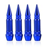 4PCS Spiked Valve Caps, Aluminum Alloy Pneumatic Valve Cover, Dustproof and Waterproof Tire Valve Stem Caps, Suitable for Cars, Trucks, Bikes, Motorcycles (Blue)