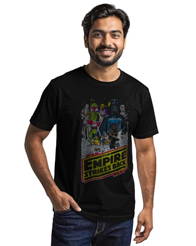 Star Wars T-Shirt Men's The Empire Strikes Back Throw Back Design Adult Tee (Medium) Black