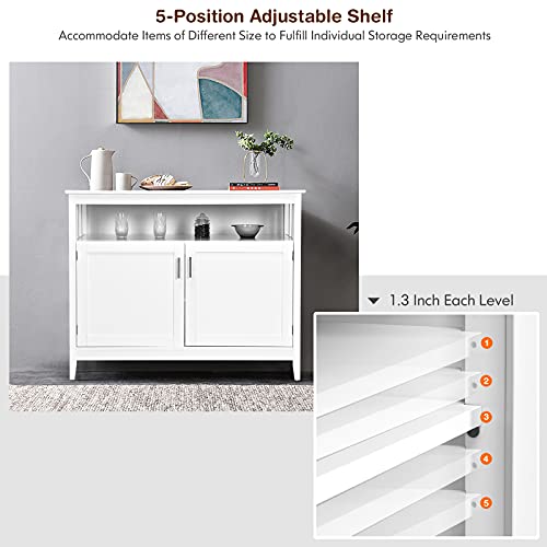 Costzon Buffet Cabinet, Wooden Sideboard with 2 Doors, Adjustable Shelf, Accent Coffee Bar Cabinet, Kitchen Storage Cabinet for Living Room, Hallway