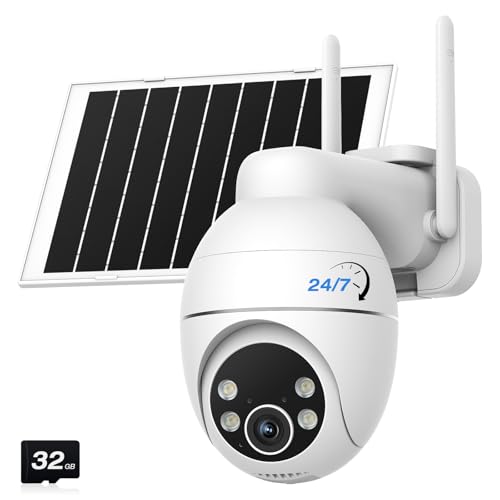 TKENPRO Solar Camera Outdoor Wireless, 2K Color Night Vision, Always-on-Video Security Camera...