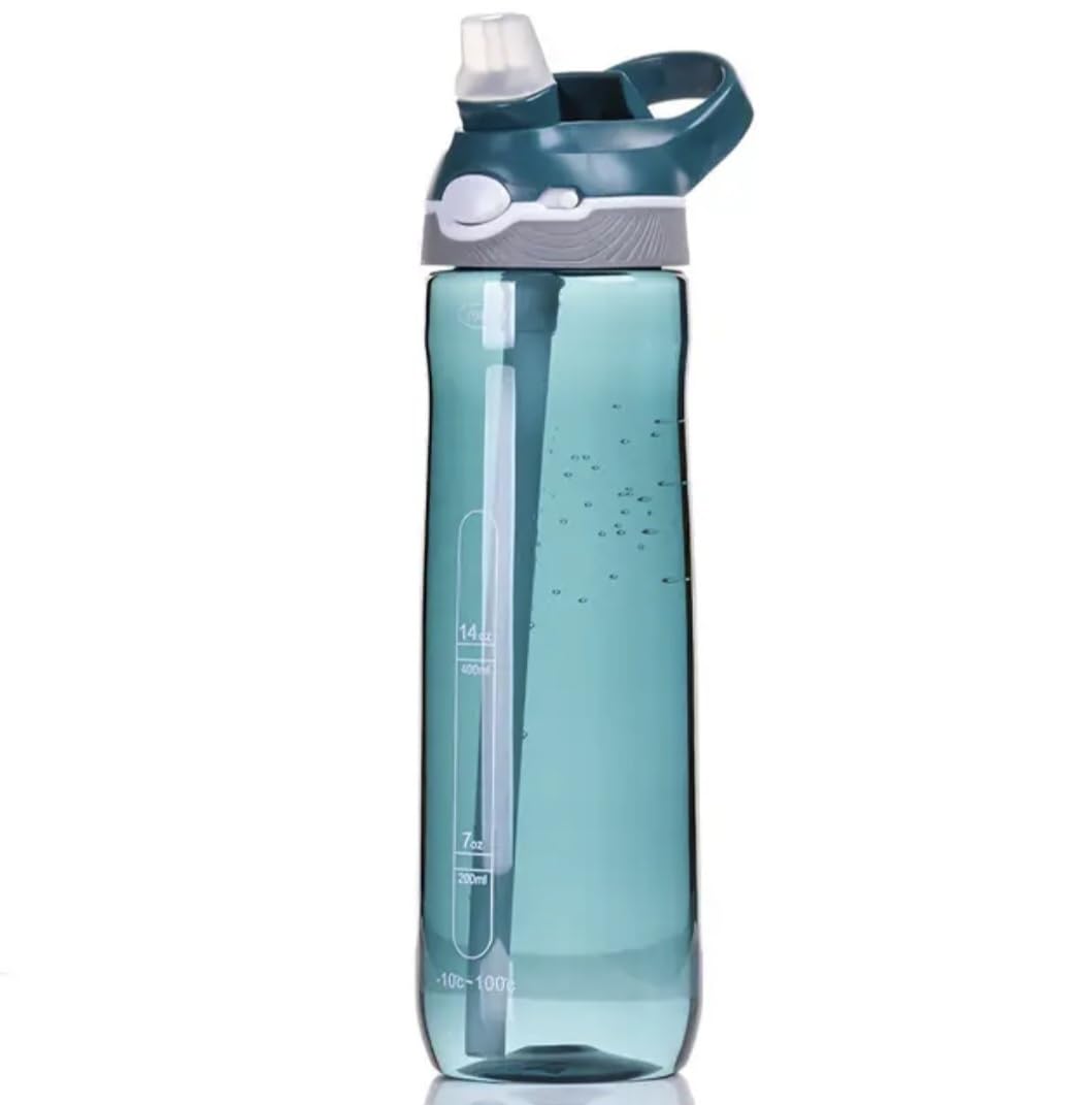 Army Green 750Ml Bpa-Free Water Bottle With Flip-Lid Straw (Army Green)