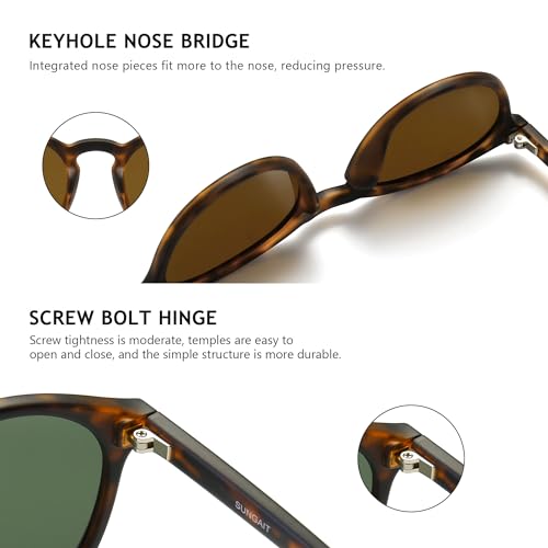Image of SUNGAIT Classic Round Polarized Sunglasses Retro Vintage Style UV400
