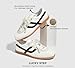 LUCKY STEP Women's Classic Retro Sneakers Casual Fashion Gum Sole Trainer Cow Suede Running Walking Shoes(White/Black,8.5)