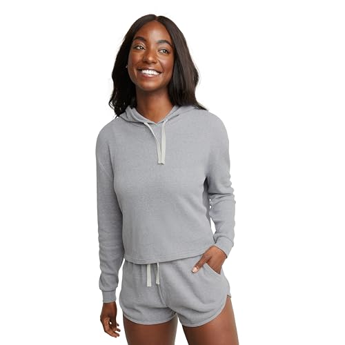 Sweat à capuche texturé gaufre Hanes Originals léger et chaud pour femme