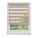 Produktbild Fensterdecor Mini Doppel-Rollo, Klemmfix Duo-Rollo mit Seitenzug, Zebra-Rollo zum Klemmen in Creme, für idealen Sichtschutz, ohne Bohren, Blickdicht und lichtdurchlässig, 60 x 150 cm