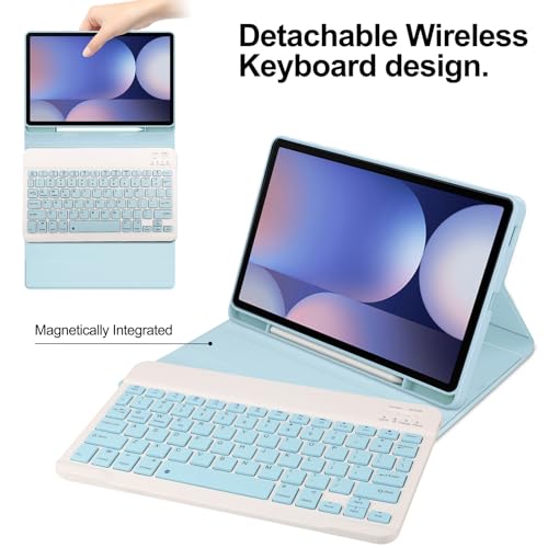 Image of Keyboard Case for Samsung Galaxy Tab S10 Ultra /S9 Ultra /S8 Ultra 14.6inch, Magentic Protective Cover with S-Pen Holder, Detachable Wireless Bluetooth Keyboard, Blue