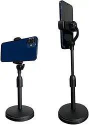 Suporte de Mesa Para Celular 360 graus Ajustável Articulado Pedestal Universal Regulagem de Altura Universal Escritório Live Reunião Resistente- Linha Prime