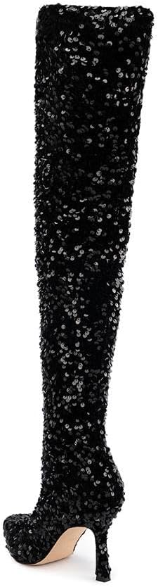 SO SIMPOK Sequins Over The Knee Boots for Women Stiletto Heel Thigh High Boots Party Dance Knee High Boots