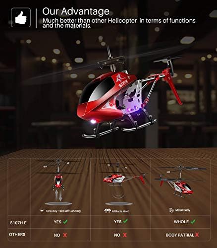 Syma Remote Control Helicopter, Rc Helicopter for Kids Adult, 2.4GHz Rc Plane radio controlled toy with Altitude Hold, High Low Speed, One-Key Take-Off, LED Light Indoor Outdoor birthday gift
