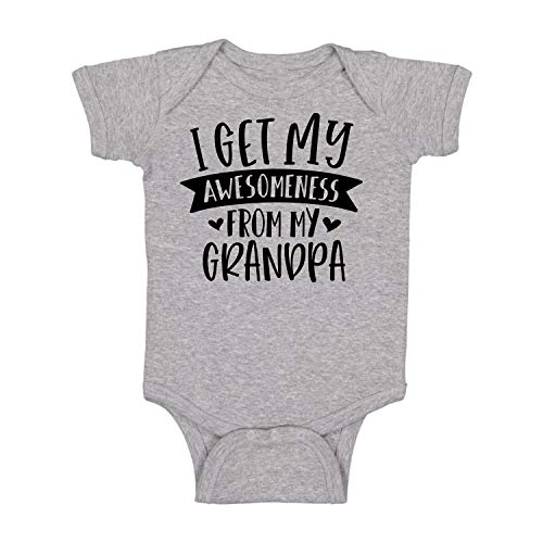 I Get My Awesomeness From My Grandpa - Funny Baby Essentials Bodysuit - Newborn Baby Boy Clothes (6 Months, Sports Grey)