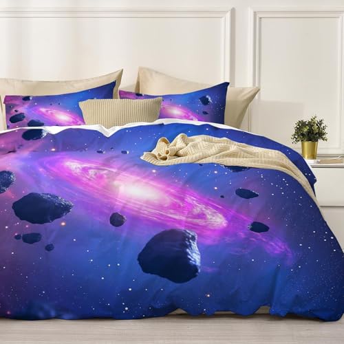 Parure lit galaxie 140x200 housse couette microfibre infroissable