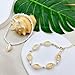 PINCHUAN 3PCS Boho Anklets for Women Summer Beach Women's Ankle Bracelets Beaded Anklet Bracelet Waterproof Beach Anklets Shell Starfish Anklet Foot Chain Jewelry for Women-2PCS/white shell