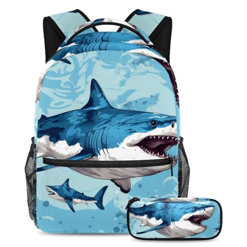 Sac à dos Cool Shark avec trousse scolaire complète, l'équipement parfait pour le cycle 3