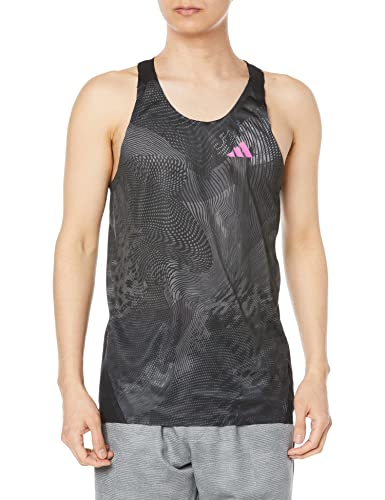 Adidas Adizero Singlet Men's Running Tank Top, Black/Lucid Adidas Adizero Singlet Men's Running Tank Top, Black/Lucid
