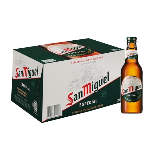 San Miguel Especial Lager, Pack 24 Botellas de 25cl, Cerveza Premium Española, Calidad Tradicional y Sabor Refrescante, 5.4% Volumen de Alcohol