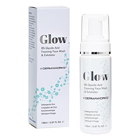 DERMAWORKS Glow 8% Glycolic Acid Luxurious Foaming Facial Cleanser - Deep Cleansing Exfoliating Face Wash 150ml Cover