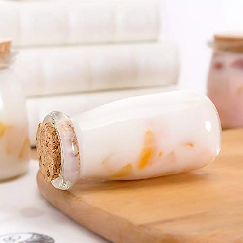 Danmu Art 6Pcs 100ml Mini Glass Jars with Cork Stoppers Milk Glass Bottles Small Glass Favor Jars Yogurt Pudding Glass Storage Jars for Party Favors, Wedding Favors, Baby Showers, Bud Vases