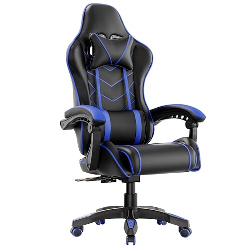 Blisswood Ergonomic Gaming Chair, Office Chair Heavy Duty Swivel Desk Chairs With Padded Armrest & Lumbar Cushion, Adjustable Height Recliner Computer Chair For Adults Girls Boys (Blue)
