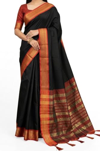Image of SUPERLAXMI Womens Narayana Pattu Narayanpeth Cotton Silk Saree with unstitched blouse