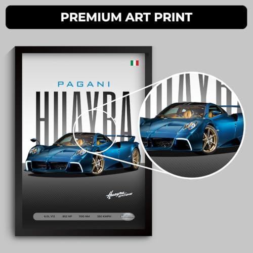 Image of Funk You Store Pagani Huayra Poster | Framed Pagani A4 Sized (31 x 23 cm) | Huayra Car Poster for Wall, Gift for Boys, Hypercar Frames | Car Posters for Wall, Bedroom, Hostel, Study Area, Hostel