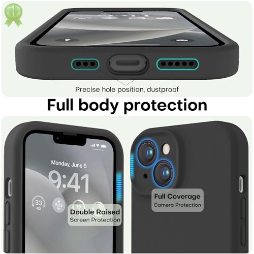Image of LOVE 3000 Designed for iPhone 14 Case, Premium Silicone with [Soft Anti-Scratch Microfiber Lining] Shockproof Protective Phone Case for Men Women Girls 6.1 inch, Black