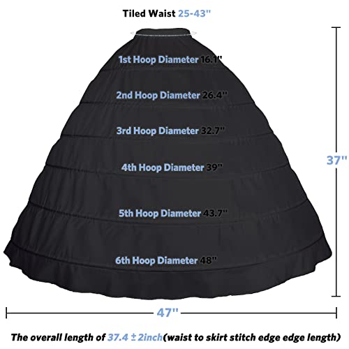 SuBleer 6 Hoop A-line Crinoline Petticoat Underskirt Black by SuBleer - Used condition - Image 3