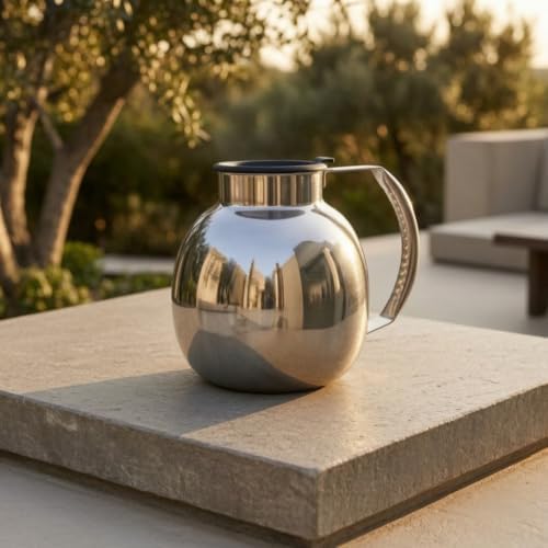 PETSOLA Stainless Steel Coffee Pot Coffee Pot with Lid Easy-to-Clean Gravy Server for Kitchen — view 2
