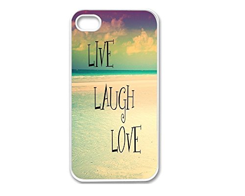 OUNUO iPhone 5 Case, Thin Flexible Plastic Case iPhone 5 Case, Inspirational Quote Beach Live Laugh Love (5/5S - Love)