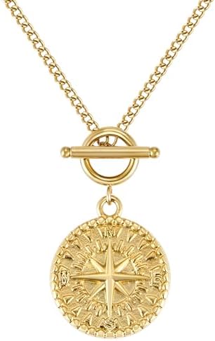 BONNYBIRD® Wasserfeste Edelstahl Kompass Kette Damen in Silber, Gold & Roségold, Premium Halskette Damen mit Kompass Anhänger, 100% Wasserfest & Hautverträglich BonnyCompass