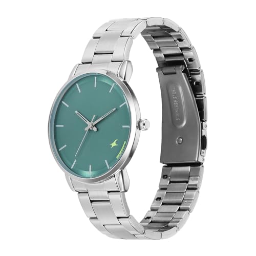 Image of Fastrack Stunners X Quartz Analog with Green Dial Steel Stainless Steel Strap Watch for Men - 38159SM05