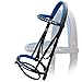 Exion Bling Bridle for Horses White & Dark Blue Bling Crystals Browband & Snaffle Noseband with Dark Blue Calf Padding & Rubber Reins | English Jumping Bling Bridle for Horses
