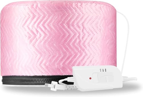 Hair Steamer & Heat Cap – Professional Spa Treatment for Hair Growth, Deep Hydration & Repair – Portable, Adjustable Temperature & Safe for All Types – Home Salon Steam Care-PINK-2365