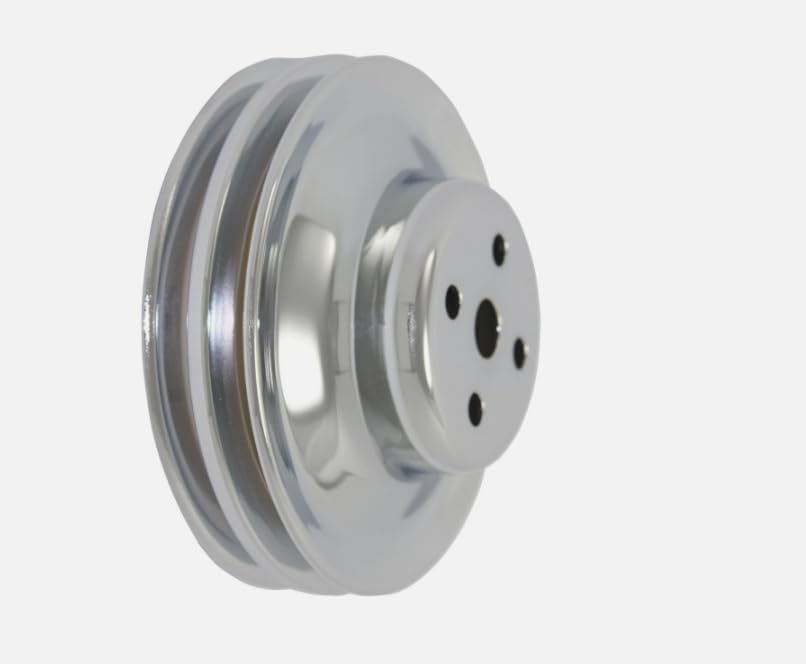 1 PC SHLPDFM SBF Small Block Ford Chrome Silver 2 Groove Water Pump Pulley Fits for Small Block Ford 260 289 302 351W 1965-1969 V8