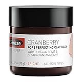 Swisse Natural Skincare Cranberry Australian Pink Koalin Clay Face Mask | All Skin Types | Exfoliate, Refine & Tighten Pores | Cranberry Extract, Dragon Fruit, Lemon Extract, Willow Bark | 2.47 Oz