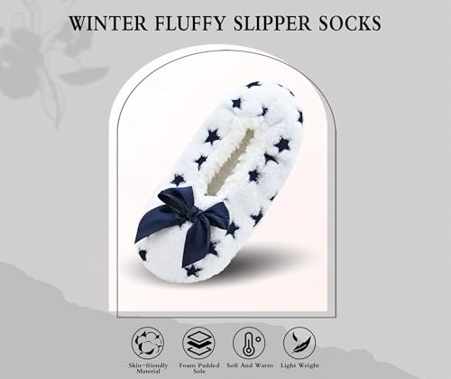 Image of Keyela Women Cozy Warm Slipper Socks, Non Slip Gripper Indoor House Socks | Soft warm cozy fabric, gripper anti-slip bottom for bedroom, lounge and all indoor daily use