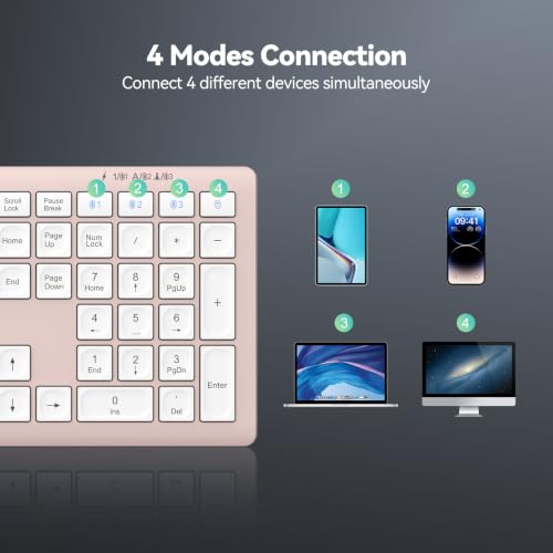 Image of TECKNET Bluetooth Keyboard Rechargeable 4-Device (2.4G+BT)