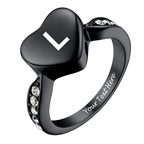 Image of Memorial Keepsake Urn Rings for Ashes Hair for Women Men, Claddagh Heart Ring, Rose Ring, Cremation Jewelry, Black /18K Gold Plated Stainless Steel, Size 6-11, Come with Box