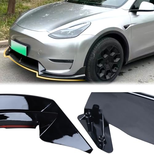 Front Bumper Lip Front Splitter Spoiler Front Wing Fit for 2017-2023 Tesla Model 3 Accessories Lip V Style (Glossy Black) - Image 3